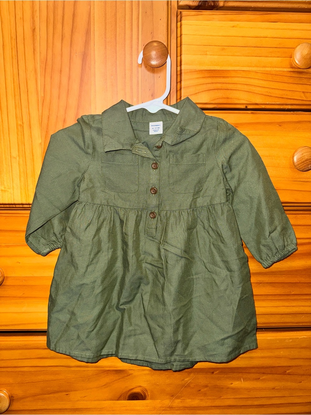 Old Navy Olive Green Long Sleeve Baby Dress